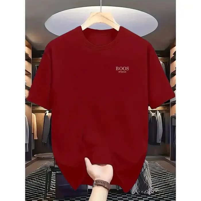 T-shirt pour homme à manches courtes avec lettres BOOS imprimées dans un style simple