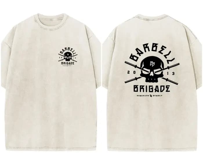 BARBELL BRIGADE REBIRTH TEE lavé Vintage 230G 100% coton t-shirt hommes femmes surdimensionné Fit fo