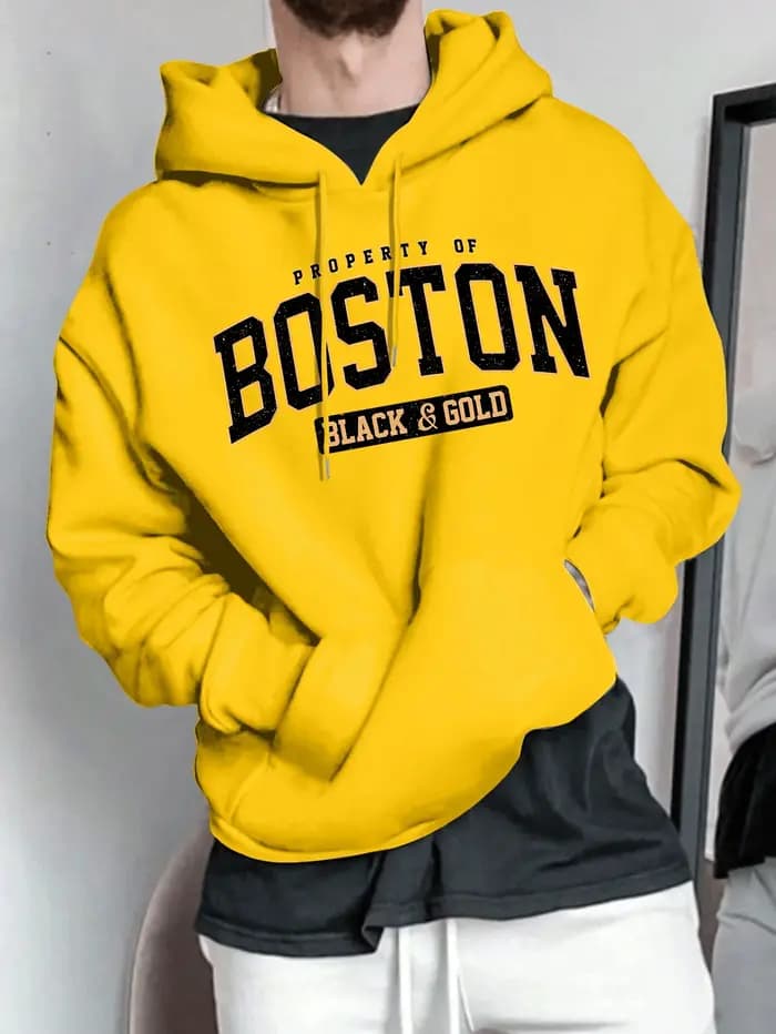 Sweat à capuche pour homme inspiré de la mode parisienne avec imprimé géométrique et poche kangourou