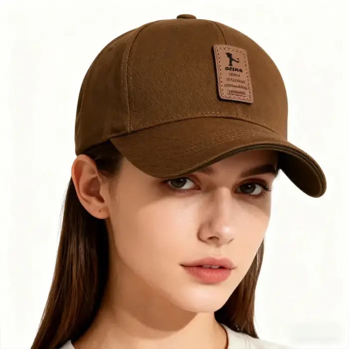 Casquette de baseball kaki avec étiquette en tissu vintage pour hommes