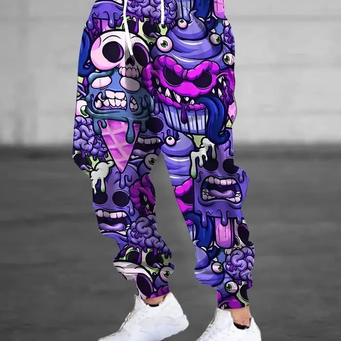Mode hommes 2025 pantalons de survêtement crâne imprimé Joggers pantalon ajusté