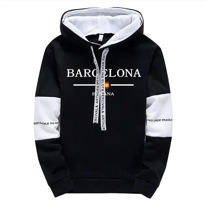 Ensemble de survêtement décontracté sportif pour homme Barcelone – Sweat-shirt et pantalon de jogging automne-hiver 2026 – Style urbain et streetwear – Vêtements de sport à capuche