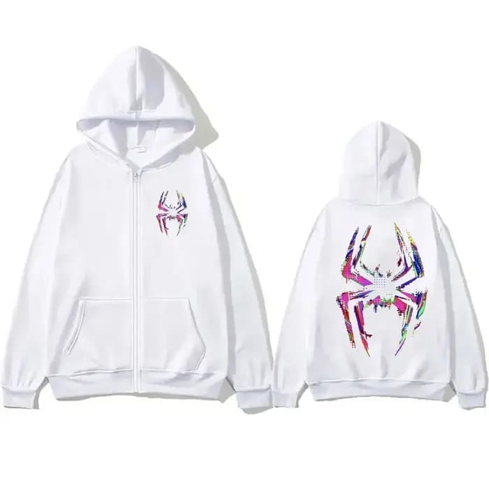 Sweat à capuche zippé imprimé araignée pour hommes