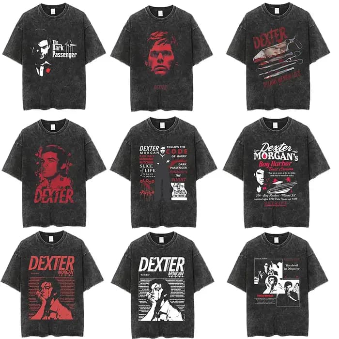 TV Play Dexter Morgan Lavé Vintage T-shirts Hommes Femmes Rétro Surdimensionné Manches Courtes T-shi