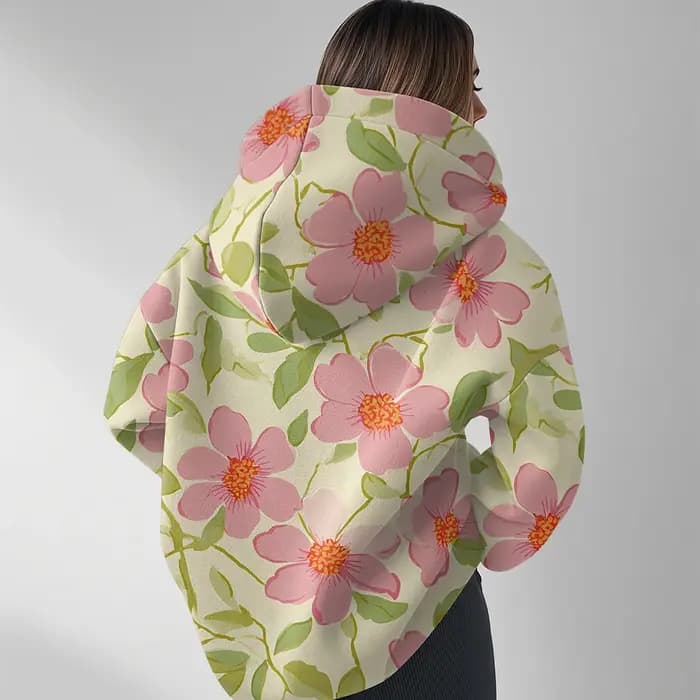 Y2K – sweat à capuche à fleurs roses pour femme