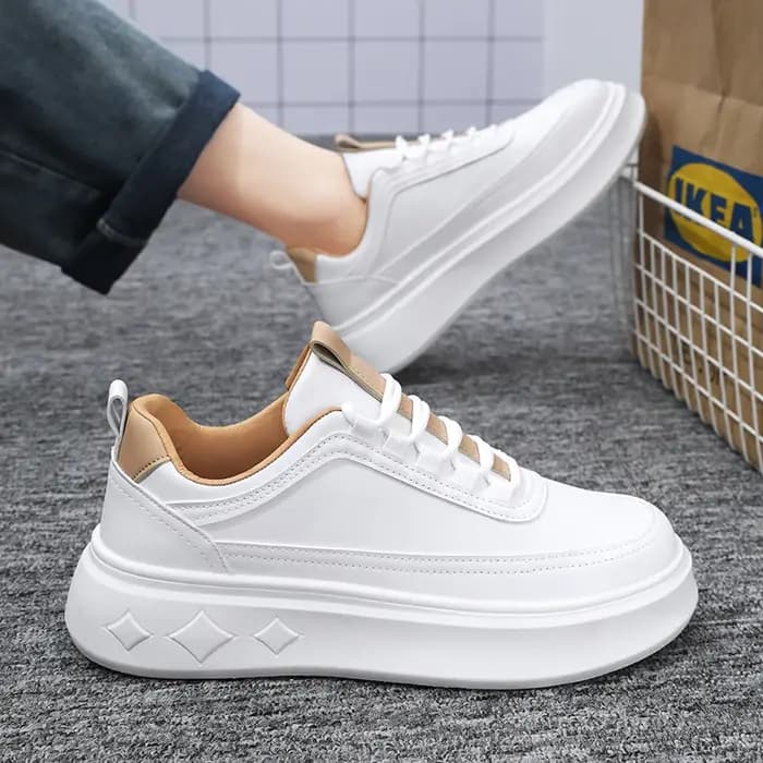 Mode blanc hommes espadrilles décontractées plate-forme extérieure chaussures de course respirant
