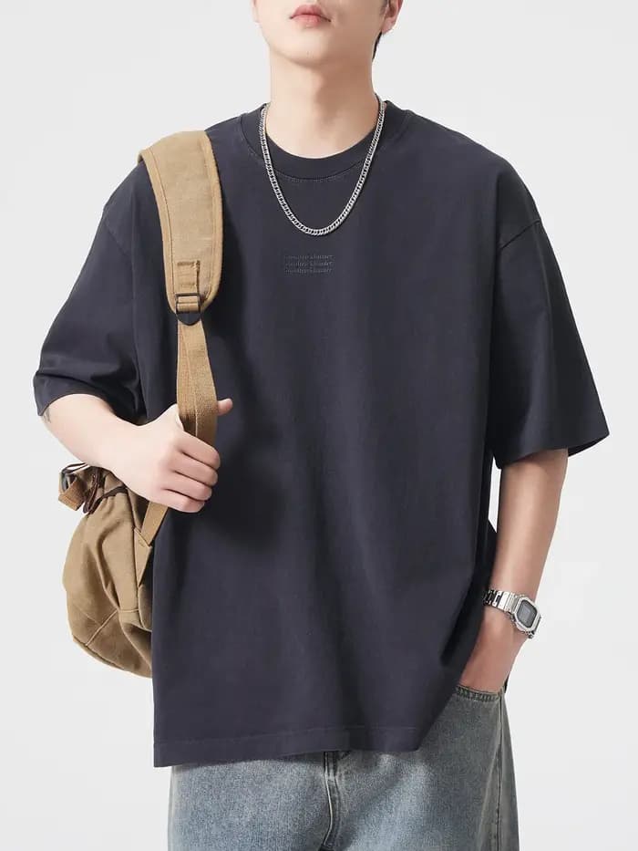 DUKEEN 260Gsm T-Shirt délavé en détresse hommes mode d'été Vintage imprimé col rond 100% coton t-shirts vêtements de Couple