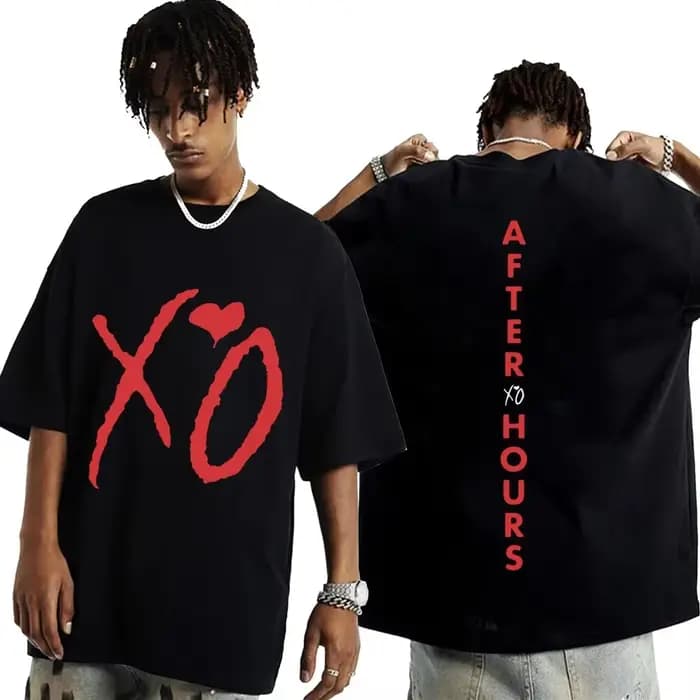 T-shirt imprimé avec lettres Xo After Hours du rappeur The Weeknd