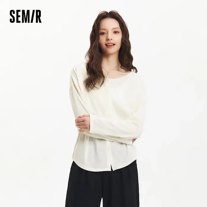 Semir-T-Shirt à Manches sulfet Col en U pour Femme