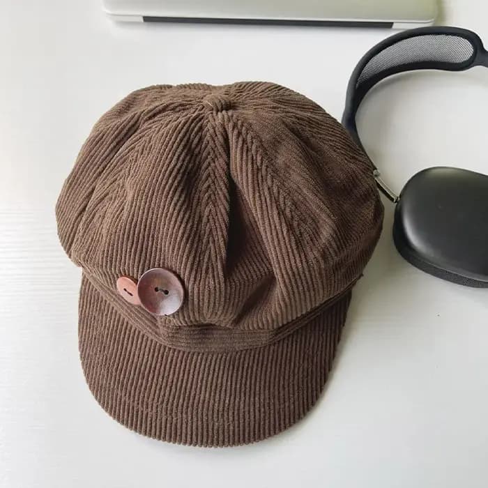 RICYGVM – casquette octogonale en velours côtelé pour femmes