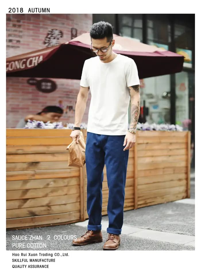 Hauts et t-shirts T-shirt homme manches courtes Anti-déformation Anti-rétrécissement Double tissu coton doux coupe