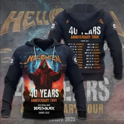 Rock Helloween 40 ans anniversaire Tour 2025 impression 3d sweat à capuche pour homme femmes mode