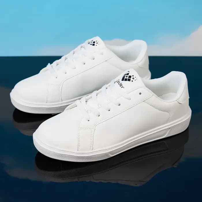 ZERJER Baskets décontractées en cuir blanc/noir pour hommes