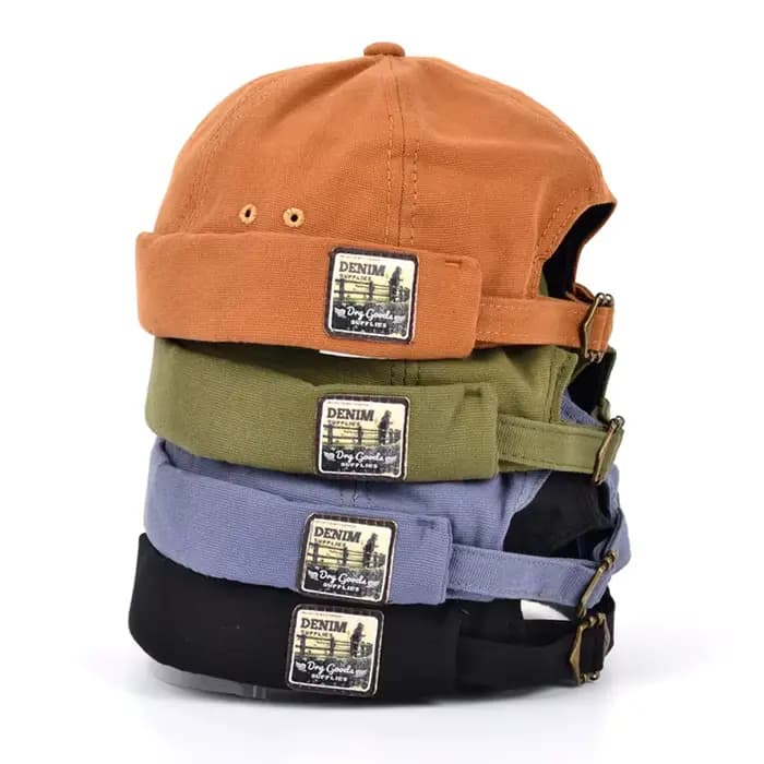 Bocca Vintage Docker casquette sans bords chapeau Skullcap rétro coton réglable couleur unie été automne printemps Hip Hop mode