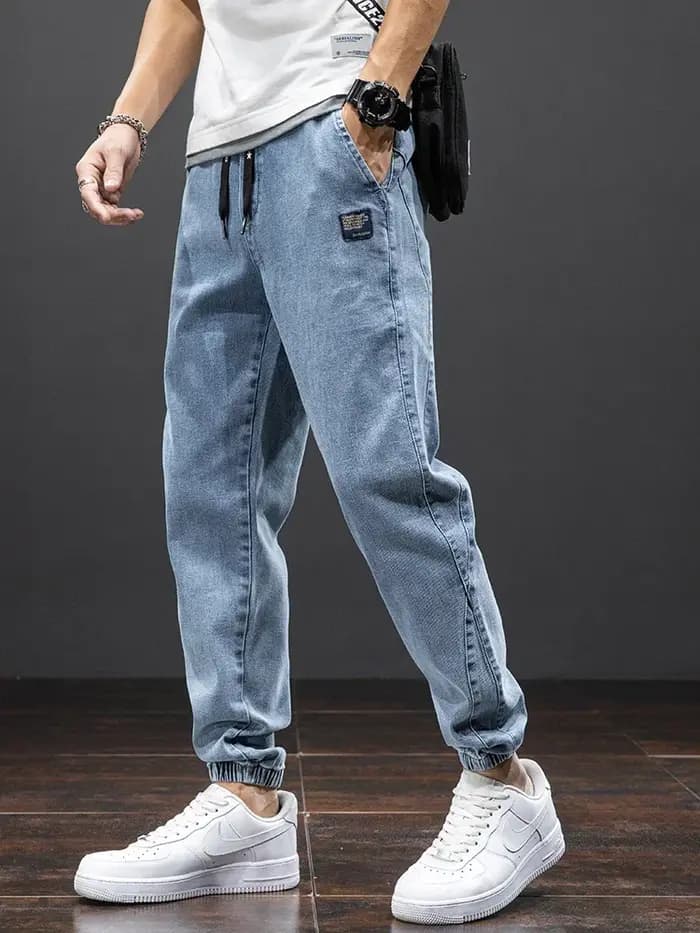 Printemps été noir bleu Cargo Jean hommes Streetwear Denim survêtement pantalon hommes Baggy Harem Jean pantalon grande taille 6XL 7XL 8XL
