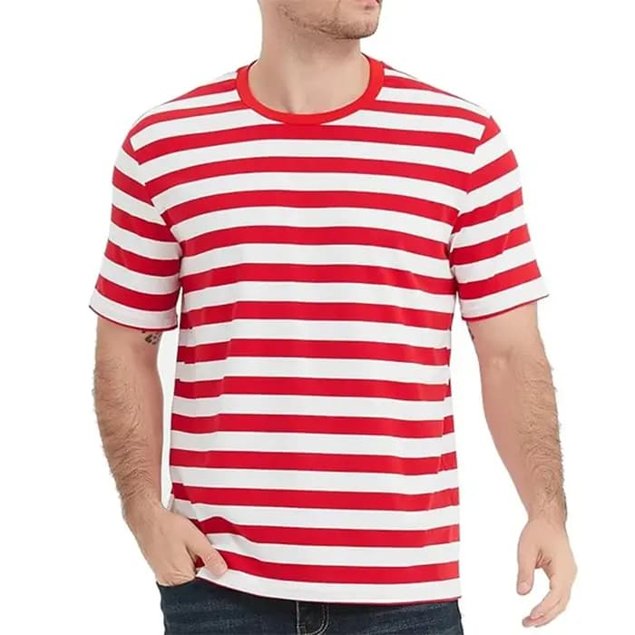 T-shirts graphiques simples à fines rayures pour hommes