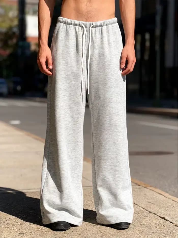 Pantalon de jogging décontracté pour homme - Coupe droite, ample, avec taille élastique et cordon de
