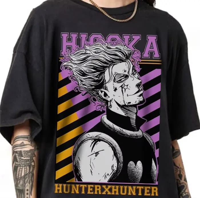 T-shirt noir inspiré de l'anime Hunter X Hunter, Hisoka, cadeau d'anime
