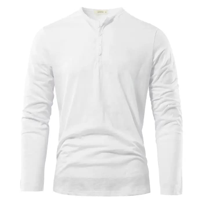 Henery cou à manches longues t-shirt pour hommes solide printemps décontracté
