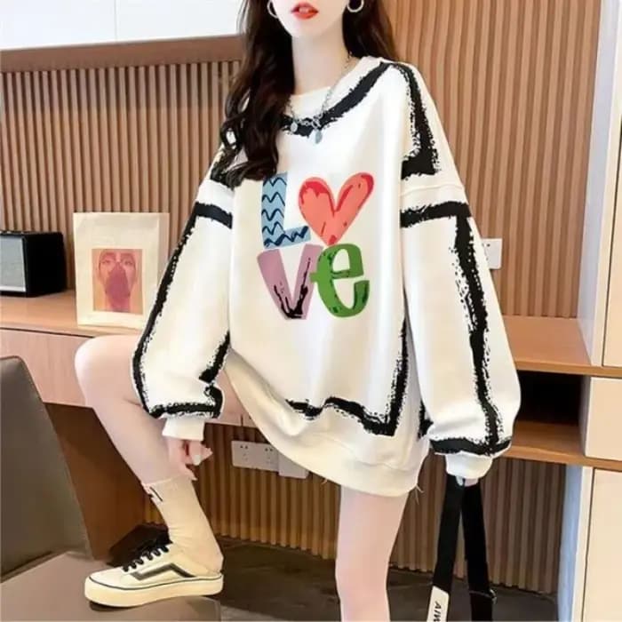 Sweat-shirt femme lettre impression 2025 tendance essentiel esthétique coton texte basique Emo Doodles