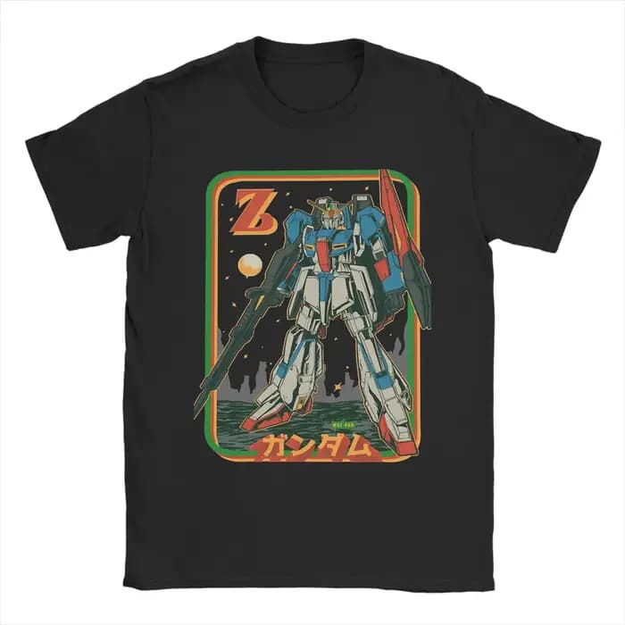 T-Shirt rétro Zeta Gundam pour hommes, Vintage, 100% coton, col rond, manches courtes, vêtements nou