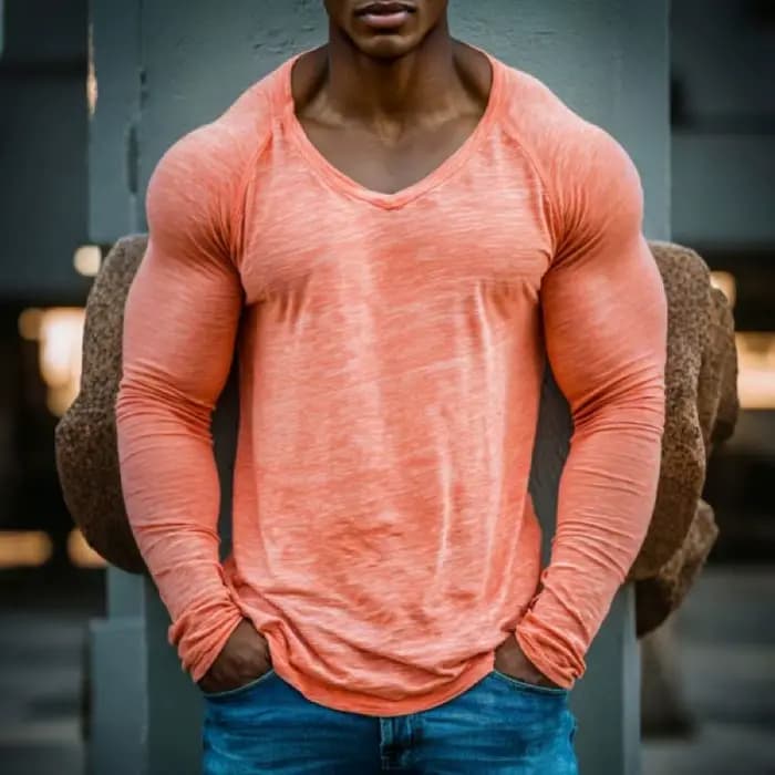 T-shirt de sport pour homme à col en V
