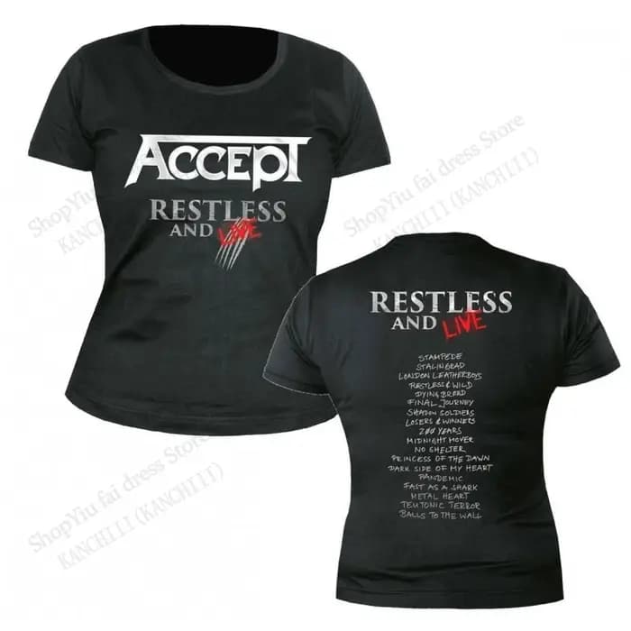 Nouveau accepter Rock Band Tour impression 3d T-shirt hommes femmes mode grande taille Hip Hop hauts t-shirts à manches