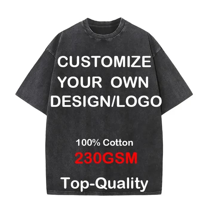 Personnalisez votre LOGO Vintage lavé T-shirts hommes femmes vêtements surdimensionné à manches cour