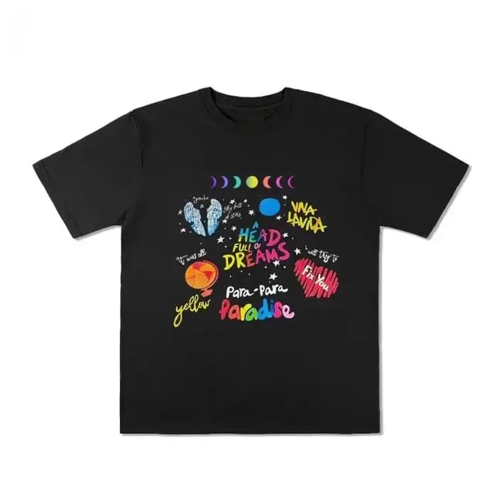 T-shirt COLDPLAY Coolplay Band avec design imprimé, style ample et rétro, style vintage pour hommes