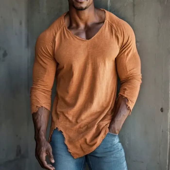 T-shirt de sport pour homme à col en V