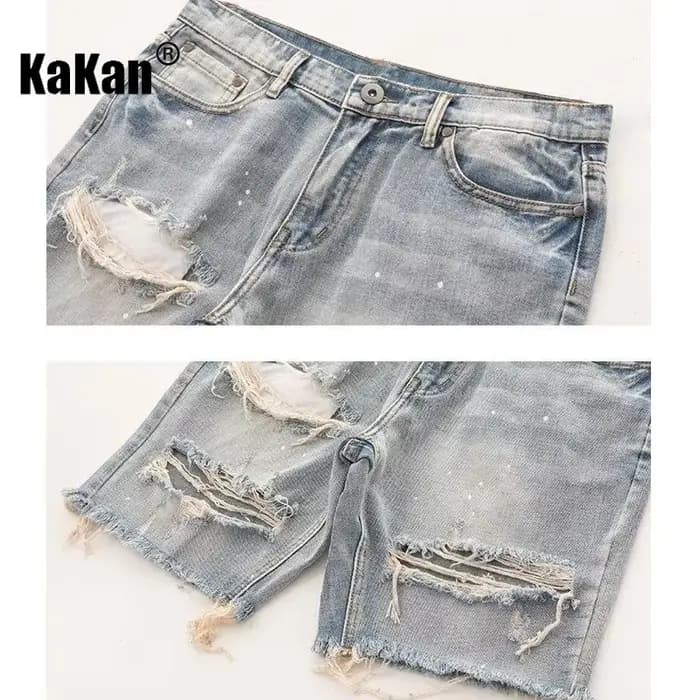 Kakan-nouveau short en jean en détresse d'été pour hommes