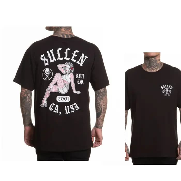 T-shirt décontracté tendance streetwear Cali Pin Up Tattoo Art pour hommes et femmes