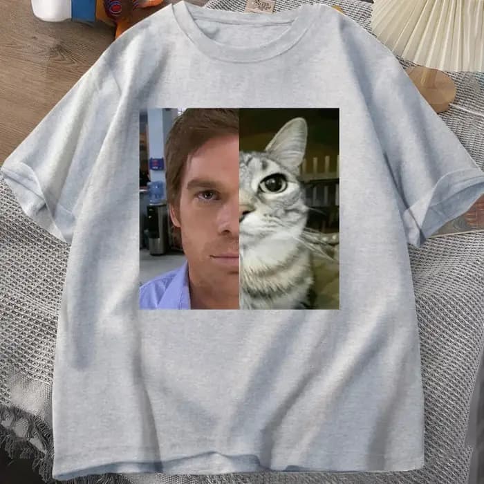 Dexter Morgan chat T-shirts drôle à manches courtes col rond T-shirt unisexe mode Harajuku Kawaii