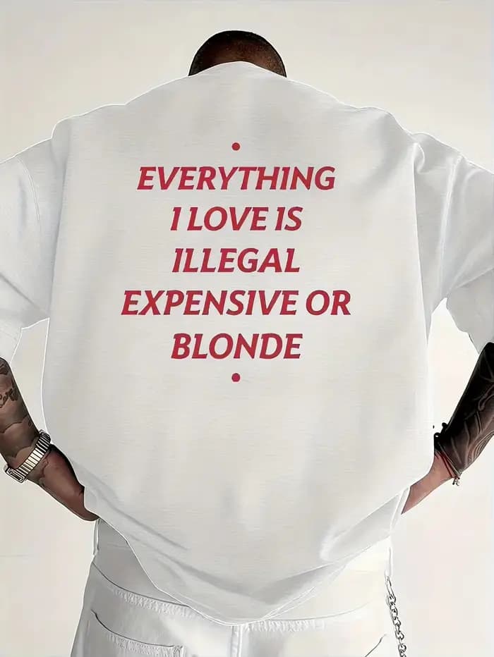 Nouveau T-shirt Homme 2026 Amusant « I Love Everything Illegal » Imprimé Respirant à Manches Courtes Style Streetwear Tendance Mode