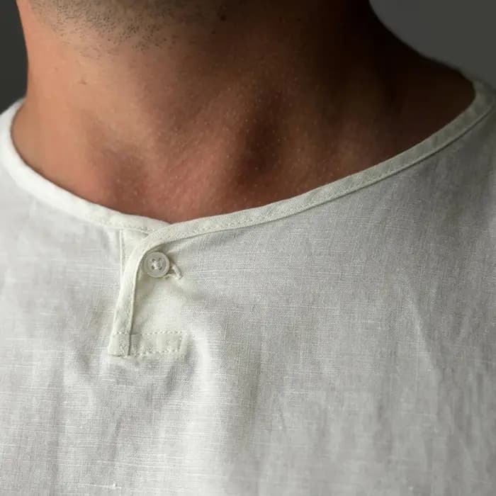 T-shirt Homme Col Rond Manches Courtes en Coton Chanvre Couleur Unie Coupe Ample Haute Qualité Nouvelle Collection 2026