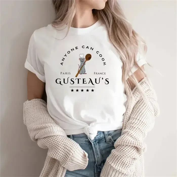 Ratatouille-T-shirt graphique pour femme, streetwear mignon, vêtements japonais, chef Remy Gusteau,