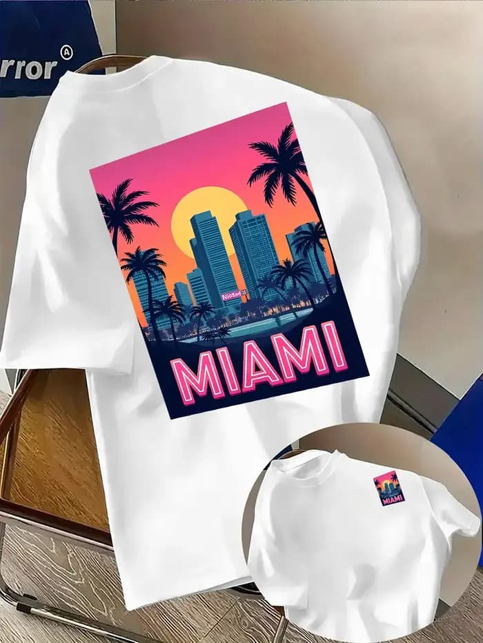 T-shirt pour homme avec imprimé Miami Sunset