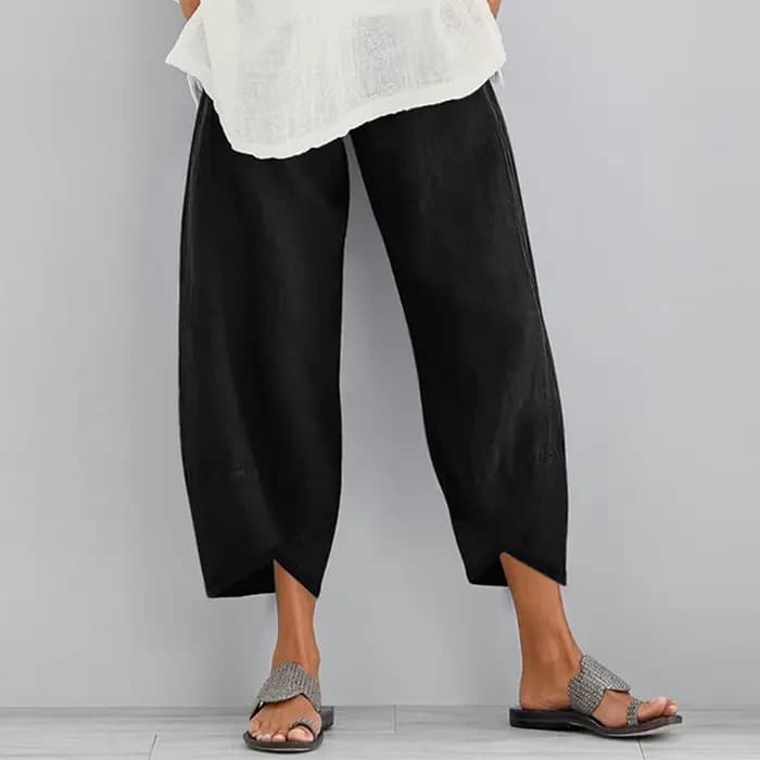 Pantalon sarouel en coton et lin pour femmes