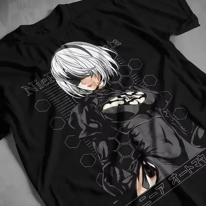 T-shirt Nier 2B Sexy, T-shirt Anime NieR:Automata, T-shirt imprimé tendance, confortable, polyvalent