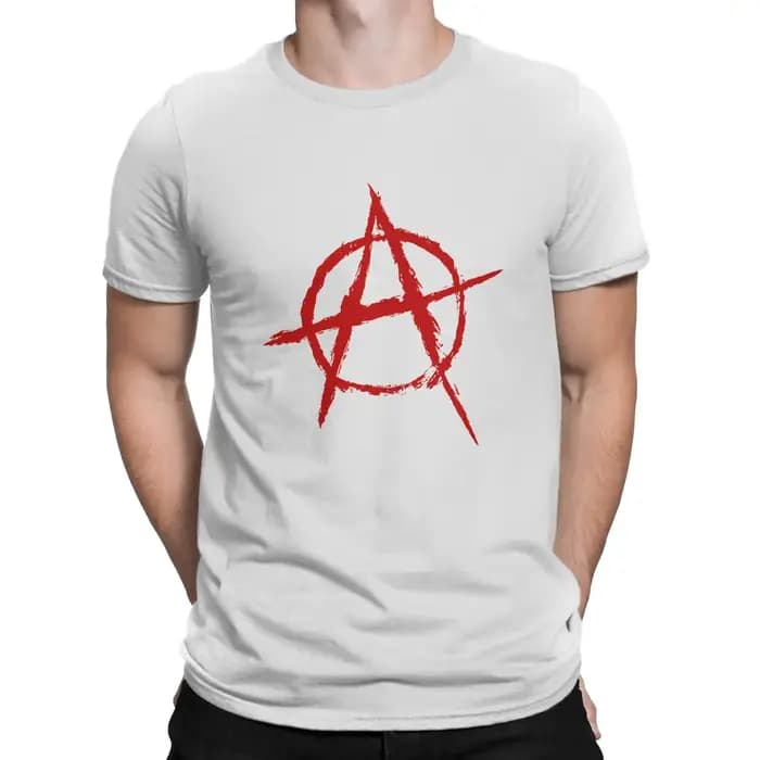 T-shirt rouge en polyester pour hommes, Anarchy Anarchist, Attention ols, Zones Me Clothing