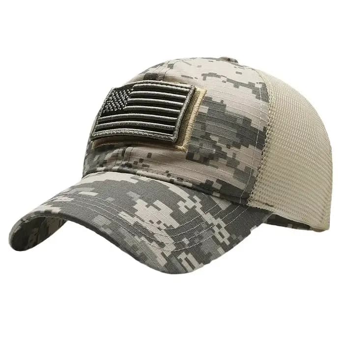 Casquette de baseball à dos en maille noire avec patch drapeau américain – Accessoire élégant et patriotique