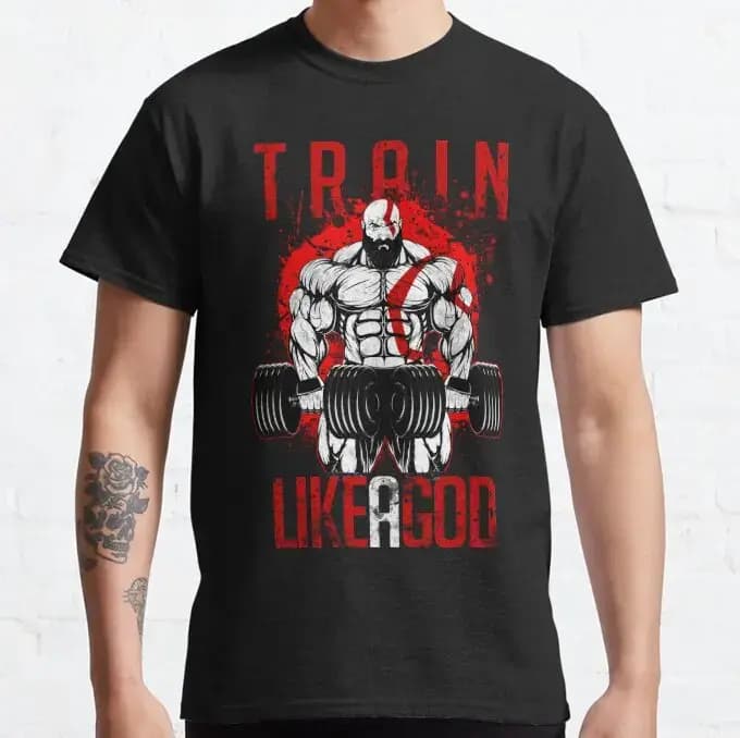 T-shirt God of War Train Like A God Gym pour hommes et femmes