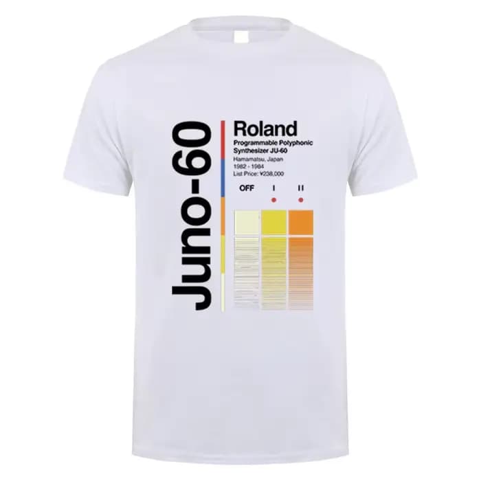 Juno 60 Roland t-shirt en coton pour hommes, t-shirt fantaisie à col rond, à manches courtes, vêteme