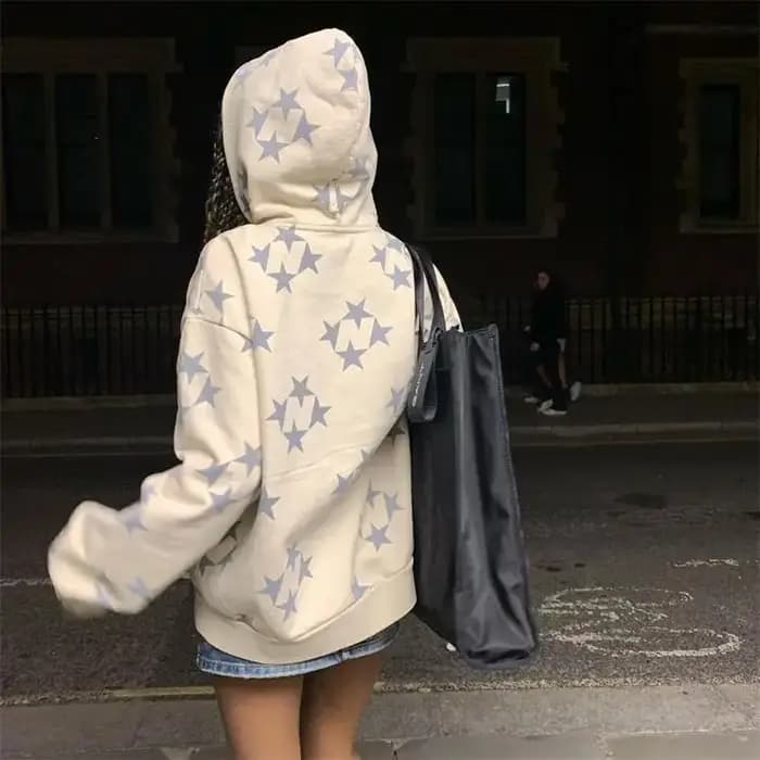 Sweat à capuche en polaire à étoiles pour femme