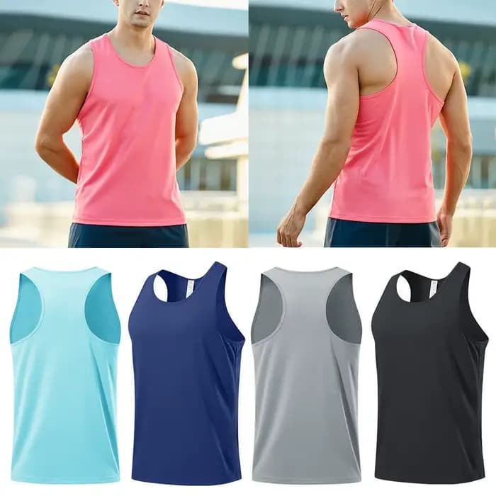 2025 nouveau T-Shirt sans manches pour hommes gilet en maille couleur unie dos nageur hauts chemise décontractée
