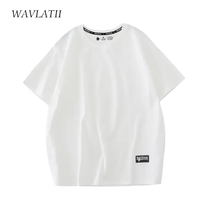 WAVLATII 2022 nouvelles femmes 100% coton t-shirts femme vert mode surdimensionné Streetwear à manches courtes