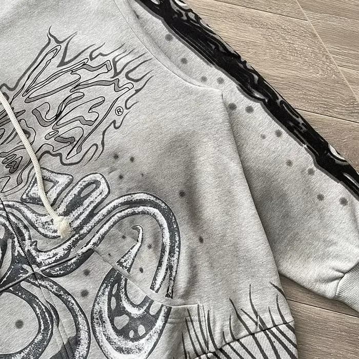 Sweat à capuche zippé gris American Graffiti Pull à capuche gris Street Zip