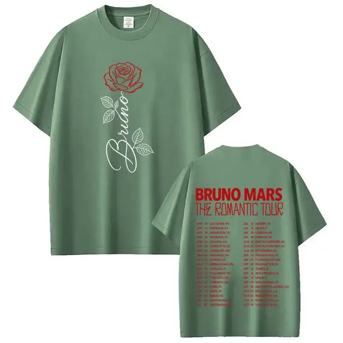 Bruno Mars The Romantic Tour 2026 T-shirt imprimé pour homme et femme
