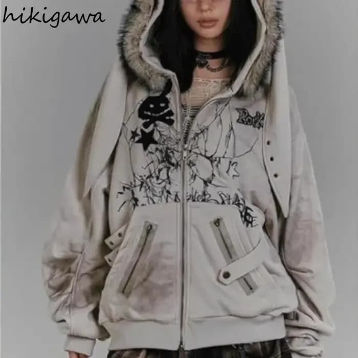2025 vêtements pour femmes Y2k sweats à capuche surdimensionné hauts Ropa Mujer oreilles de lapin
