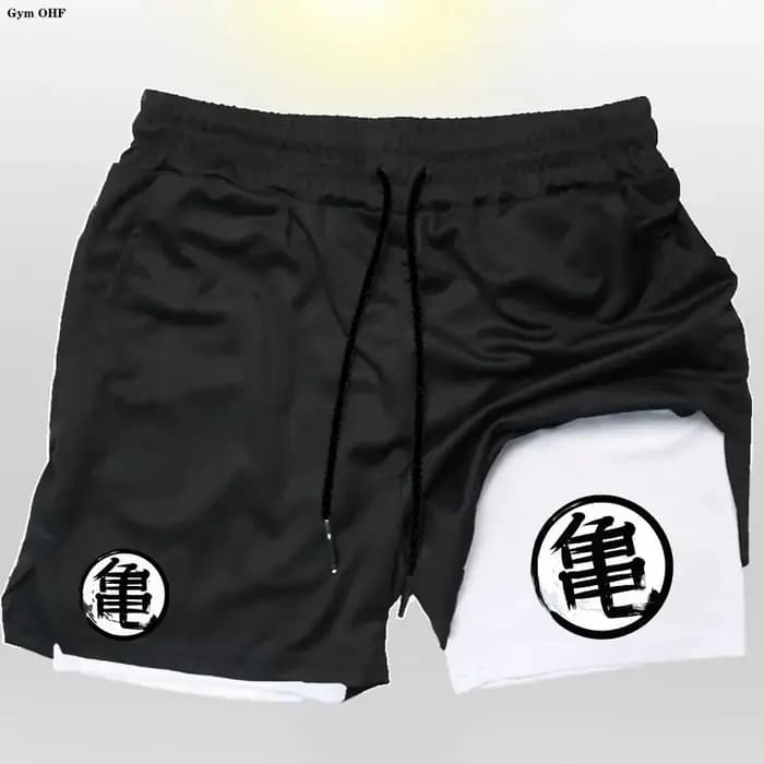 Goku Anime short de course hommes Fitness gymnastique entraînement 2 en 1 short de sport séchage rap